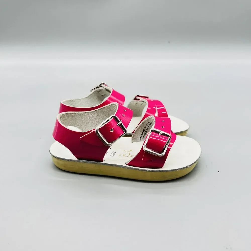 Sun-San by Salt Water Sandals Girl 3 Pink Patent Leather Surfer Buckle Strappy